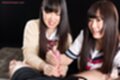 Aoyama kanon holding cock aino neko giving handjob in kogal uniform